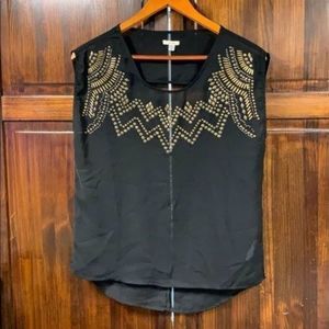 Anthropologie Ecote black & gold sleeveless blouse